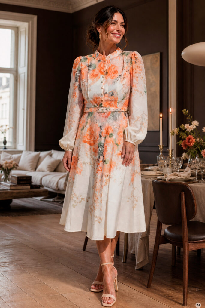 Mekko persikka kukka CORAL ROMANCE