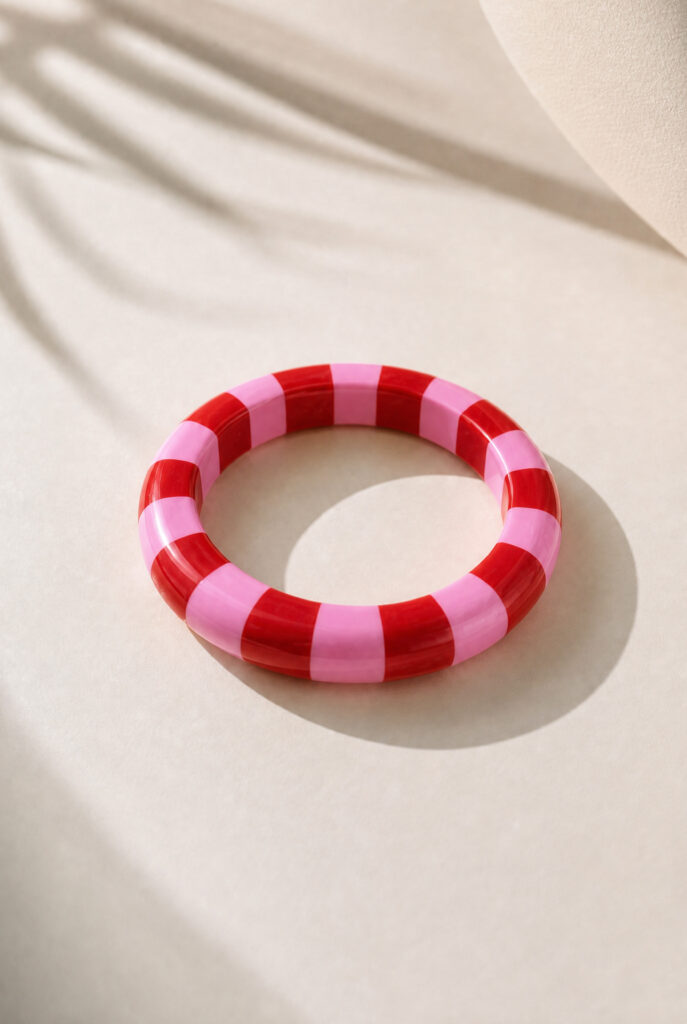 Rannekoru pinkki punainen STRIPE