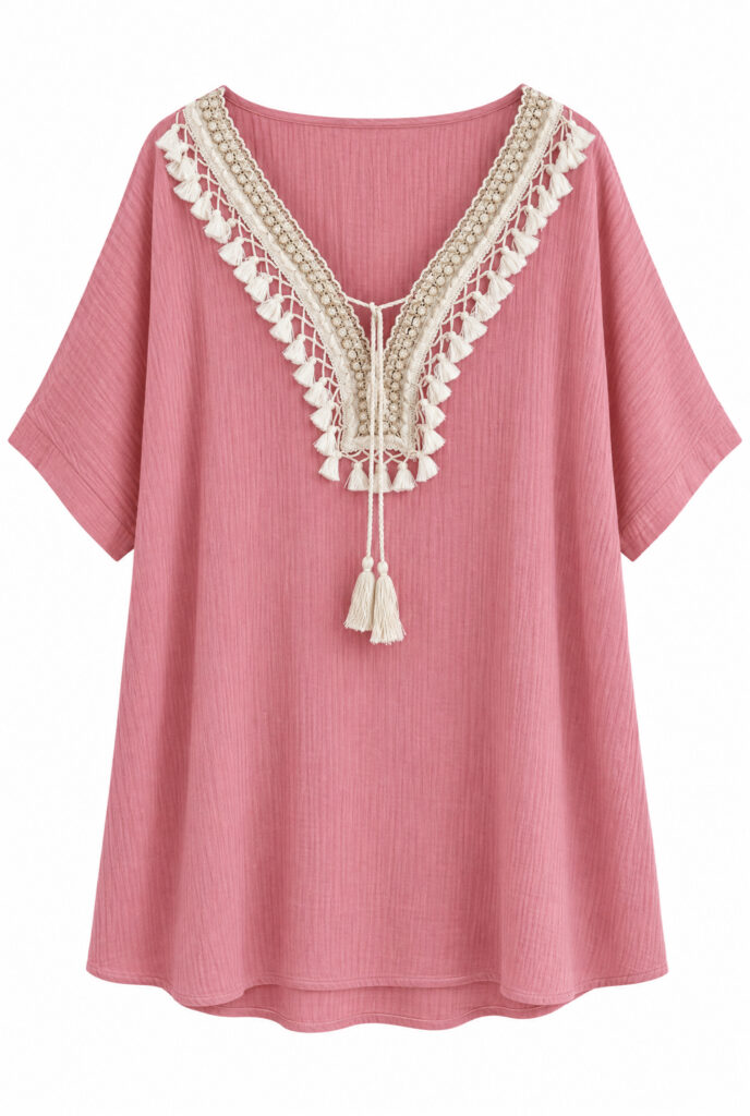 Paita rosa boho PLUS