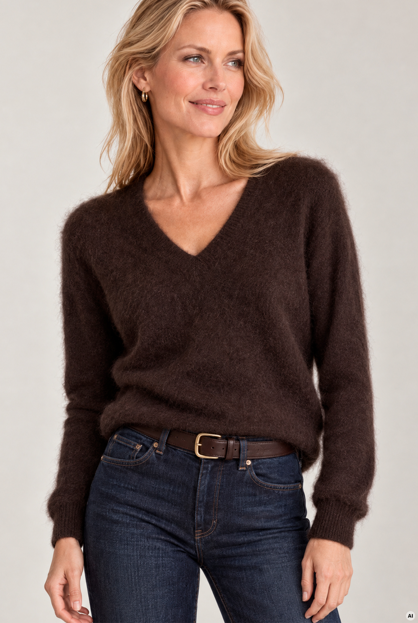 Neule tummanruskea CASHMERE TOUCH - Kuva 1