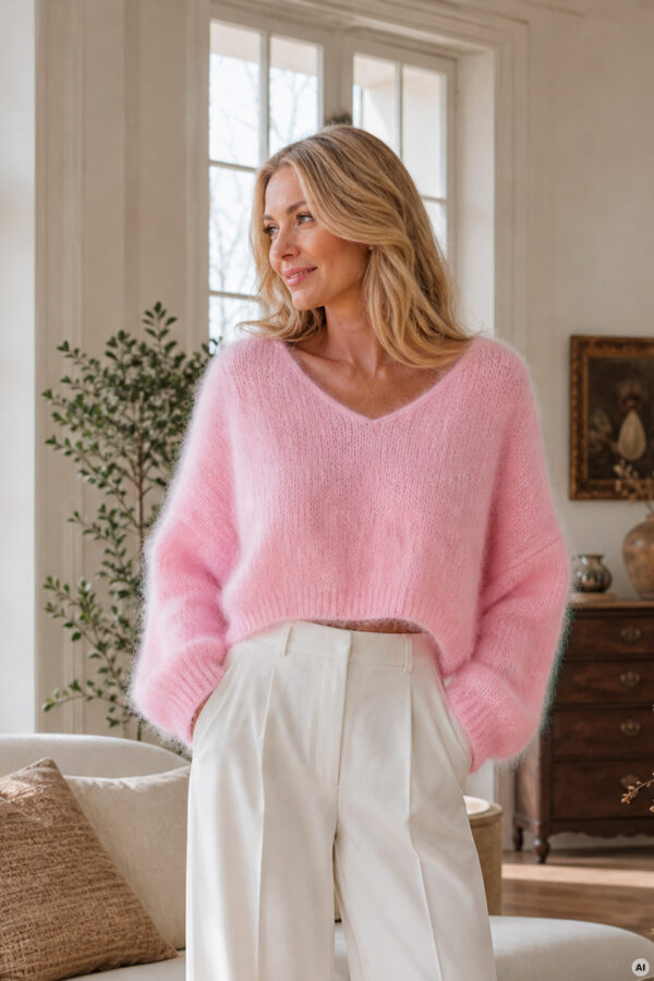 Mohairneule lyhyt pinkki