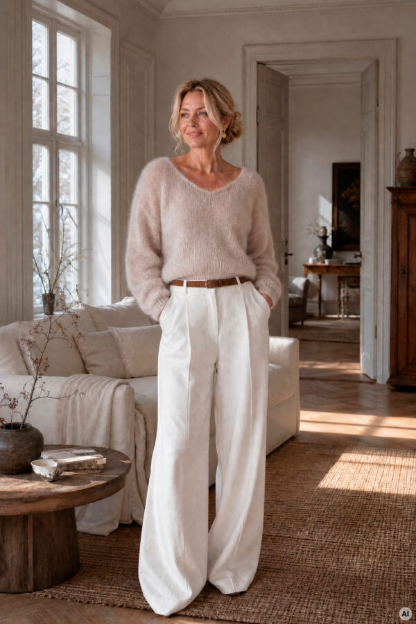 Mohairneule lyhyt beige