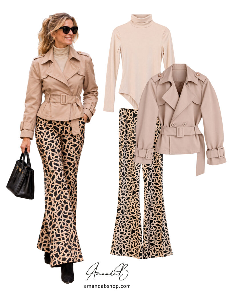 Leveälahkeiset housut musta/beige