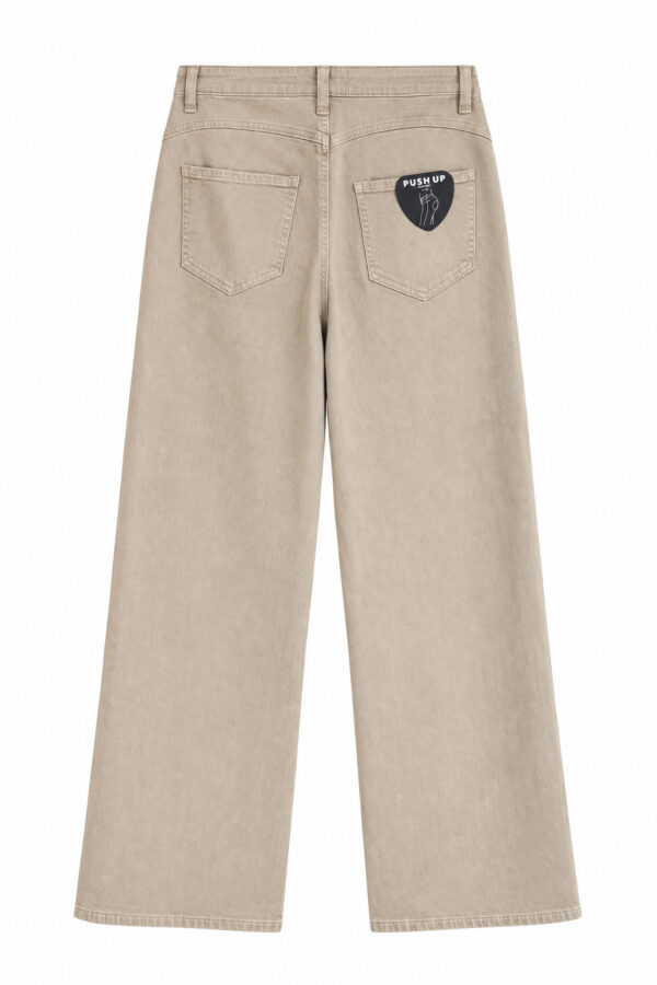 Leveälahkeiset farkut beige - Kuva 2