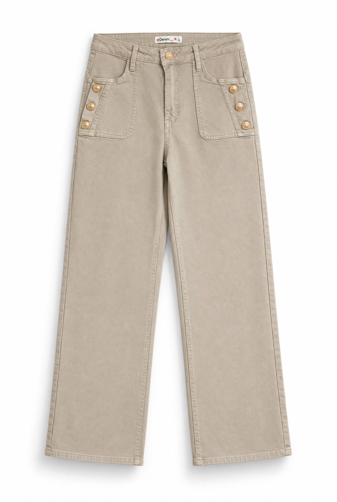 Leveälahkeiset farkut beige - Kuva 1