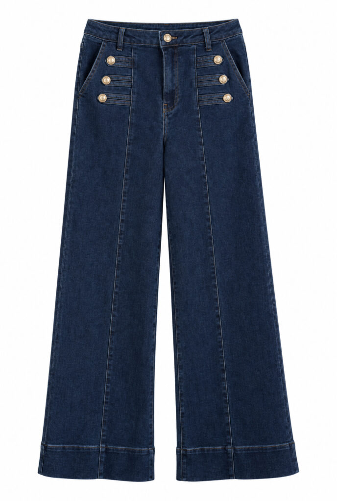 Leveälahkeiset farkut tumma denim