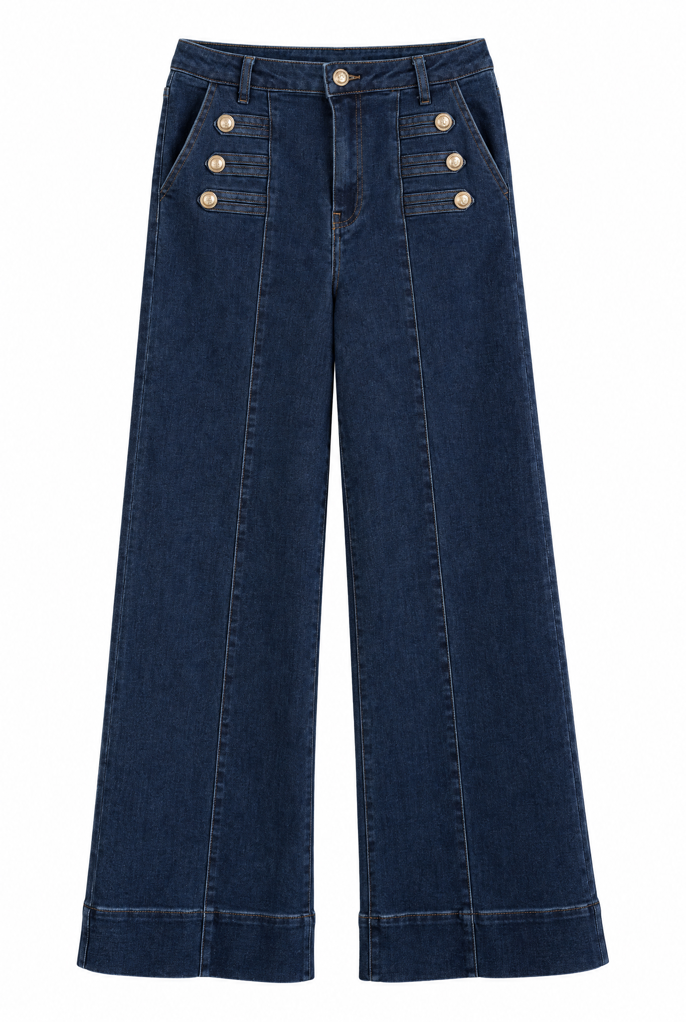 Leveälahkeiset farkut tumma denim - Kuva 1